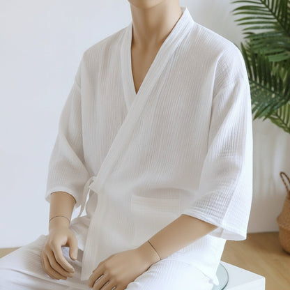 Pyjama Kimono Fine Homme – Blanc - M