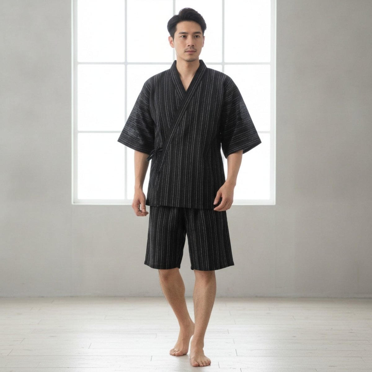 Pyjama Kimono Coton Homme – Noir - M
