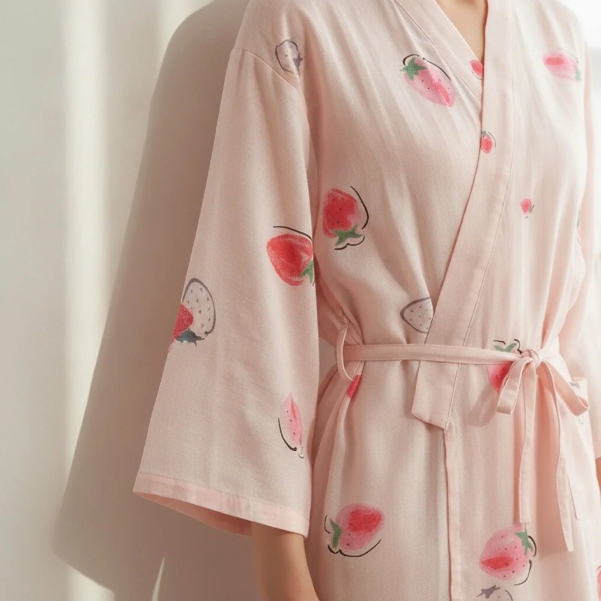 Pyjama Kimono Fraises Femme – Rose - M
