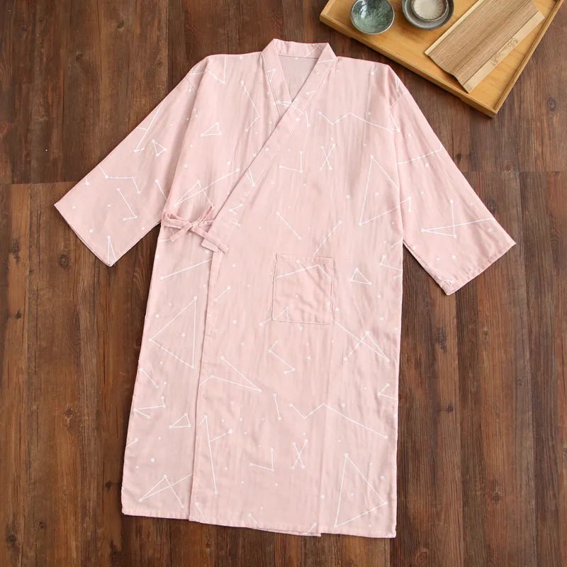 Pyjama Kimono Longue Coupe Femme – Rose - M