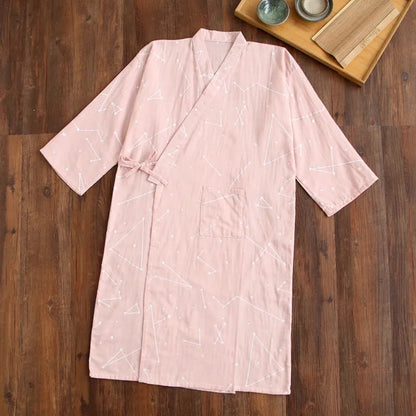 Pyjama Kimono Longue Coupe Femme – Rose - M