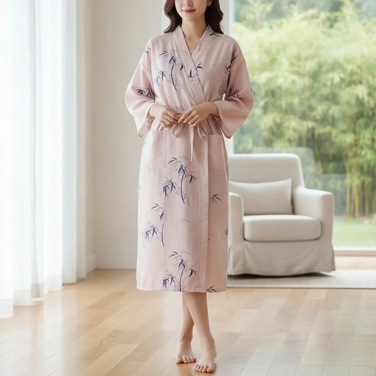 Pyjama Kimono Bambou Femme – Rose - M