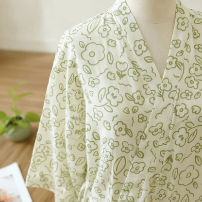 Pyjama Kimono Yukata Femme – Vert - M