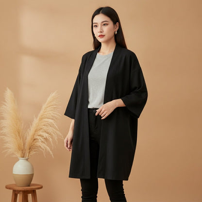 Robe Kimono Long Unisexe – Noir - S
