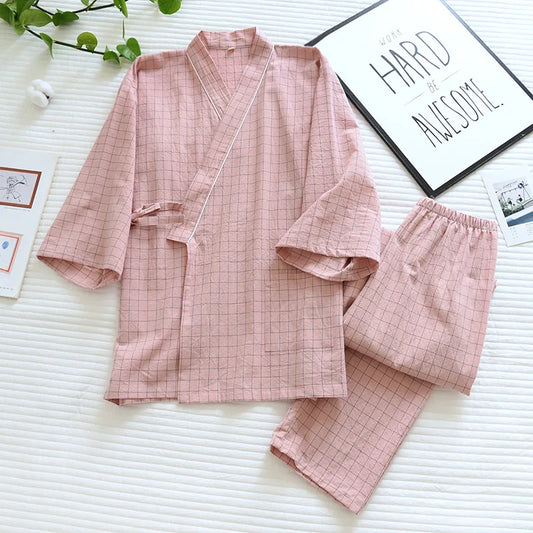 Pyjama Kimono Japonais d'Été en Coton Léger pour Couple