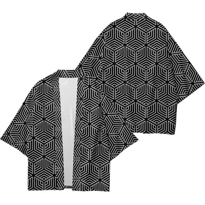 Kimono Japonais Géométrique Unisexe Style Urbain