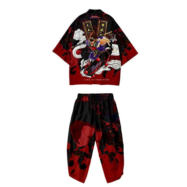 Ensemble Kimono Pantalon Oversize Style Japonais