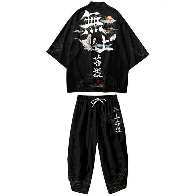 Ensemble 2 pièces style japonais surdimensionné
