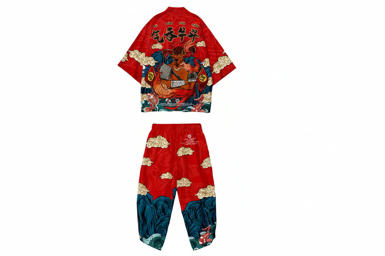 Ensemble Japonais Oversize Kimono & Pantalon
