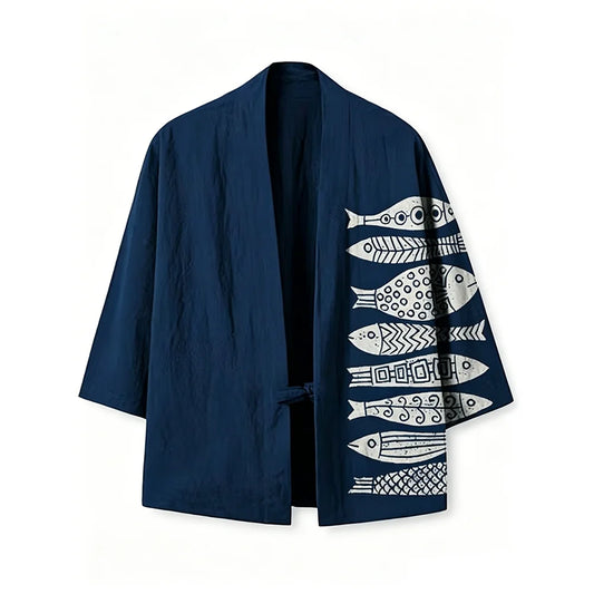 Cardigan Kimono Haori Japonais Unisexe en Coton