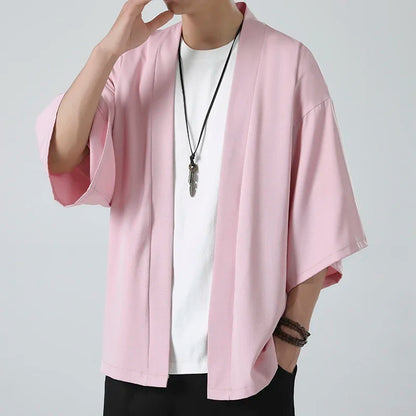 Chemise Kimono Rose Homme - Style Japonais Décontracté