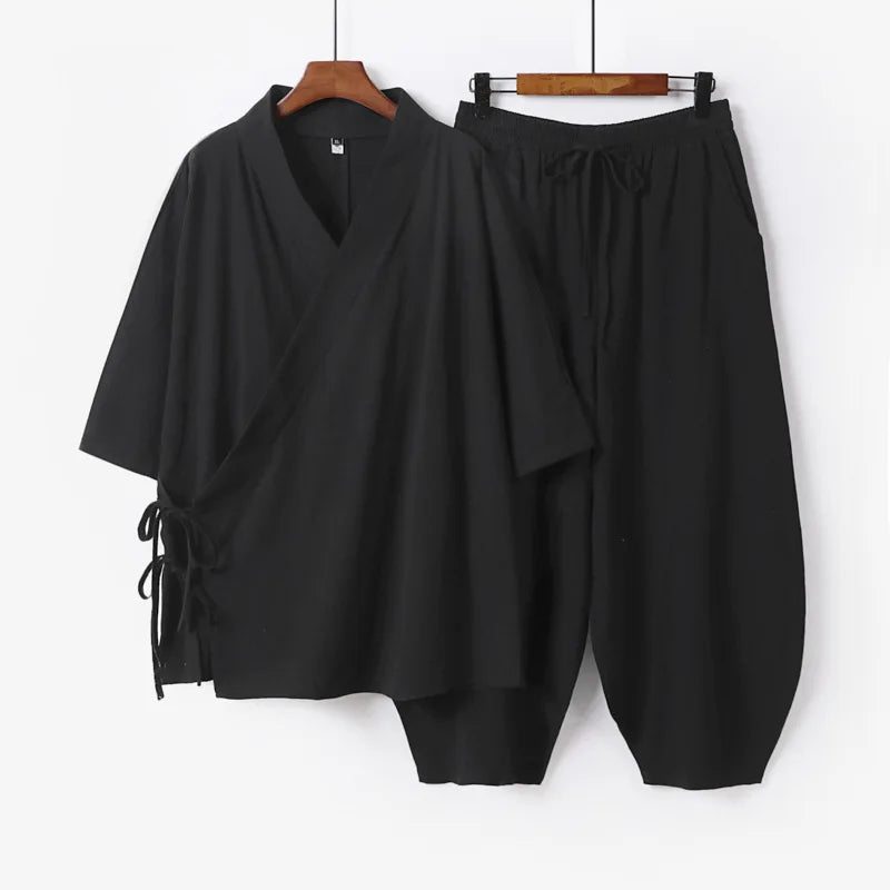 Ensemble Kimono Sarouel Coton Lin Homme