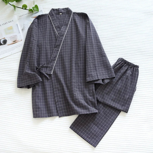 Pyjama Kimono Coton Homme – Gris - M
