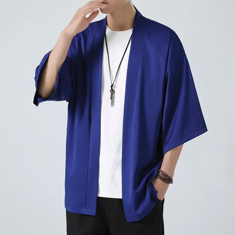 Chemise Kimono Homme Été Bleu