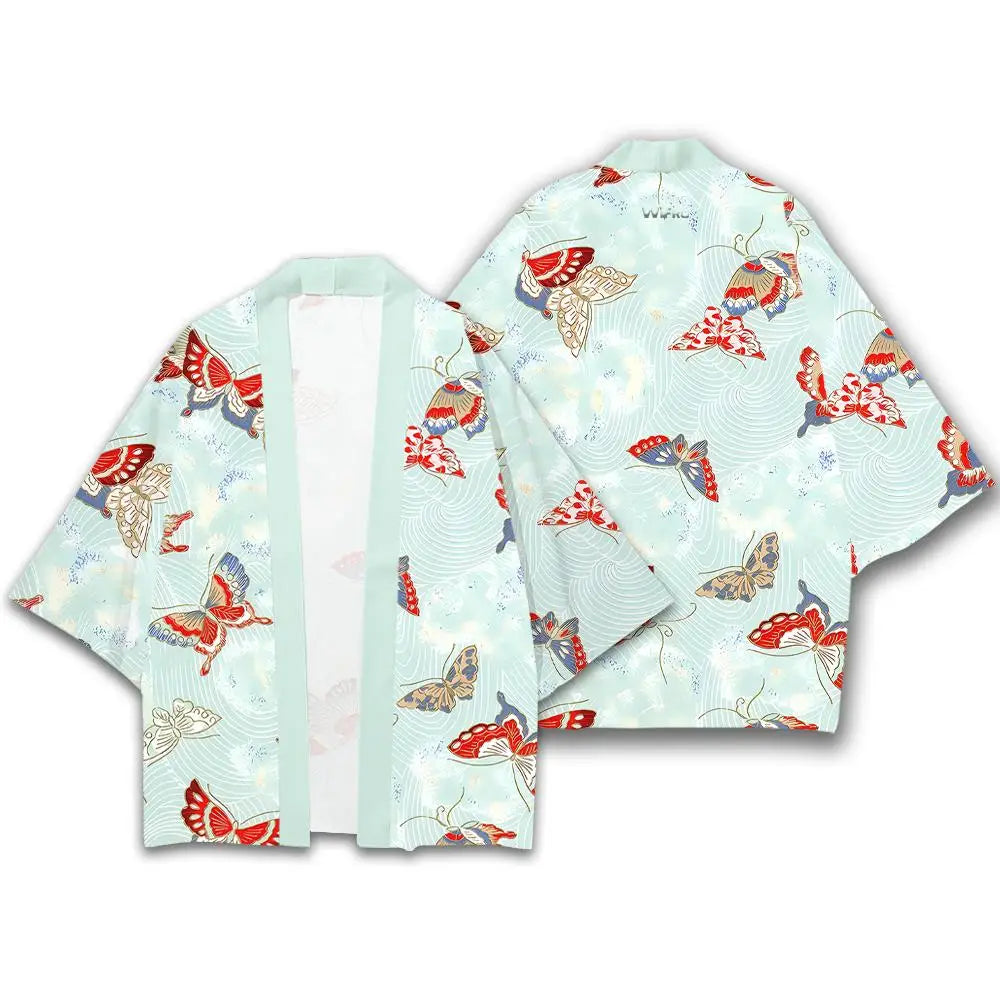 Kimono Japonais Femme Motif Grue & Cerisier