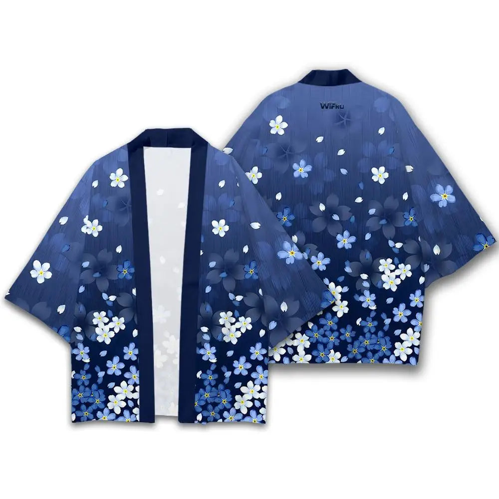 Kimono Japonais Femme Motifs Grues & Cerisiers