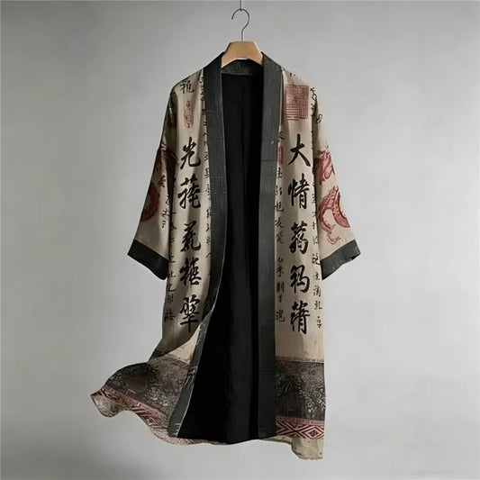 Kimono Long Imprimé Chinois Unisexe