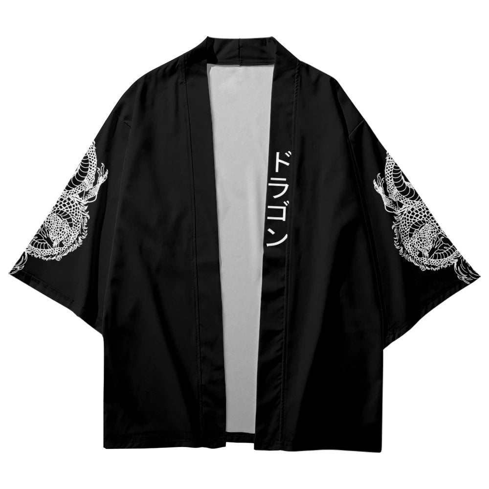 Kimono Dragon Noir Streetwear Japonais