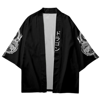 Kimono Dragon Noir Streetwear Japonais