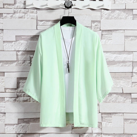 Chemise Kimono Homme Vert Haricot