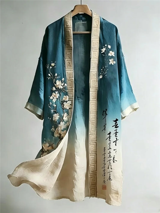 Kimono Long Imprimé Chinois Unisexe