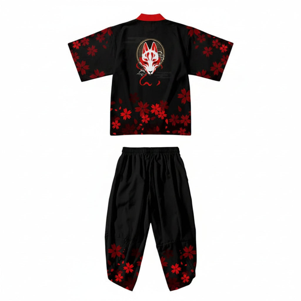 Costume Japonais Oversize 2 Pièces Imprimé