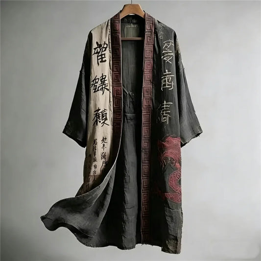 Kimono Long Imprimé Chinois Bohème Chic