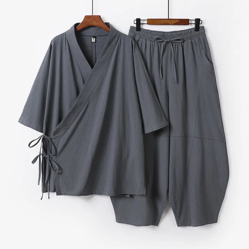Ensemble Homme Style Chinois Coton Lin Grande Taille