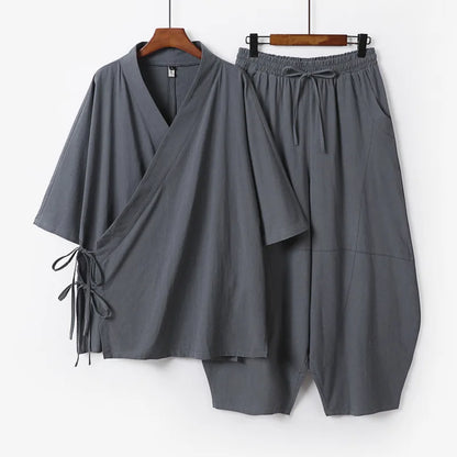 Ensemble Homme Style Chinois Coton Lin Grande Taille