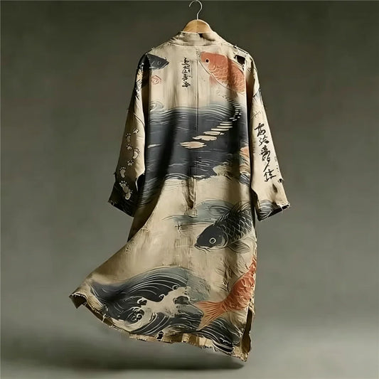 Kimono Long Imprimé Chinois Unisexe