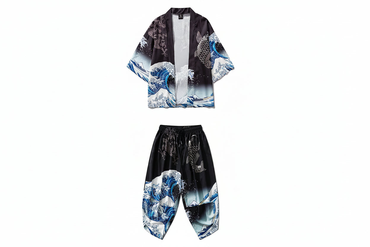 Ensemble Kimono Pantalon Style Japonais Oversize