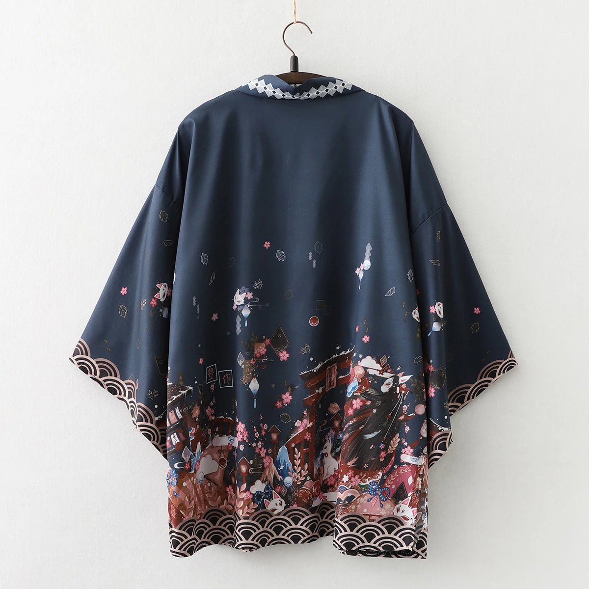 Haori Kimono Streetwear Unisexe – Bleu Foncé - Taille unique