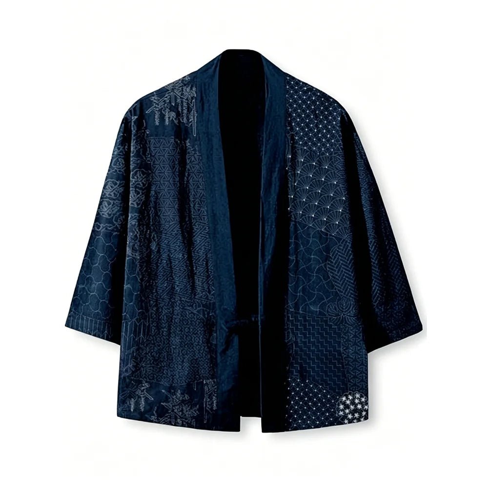 Cardigan Kimono Illustré Unisexe – Bleu - XXS
