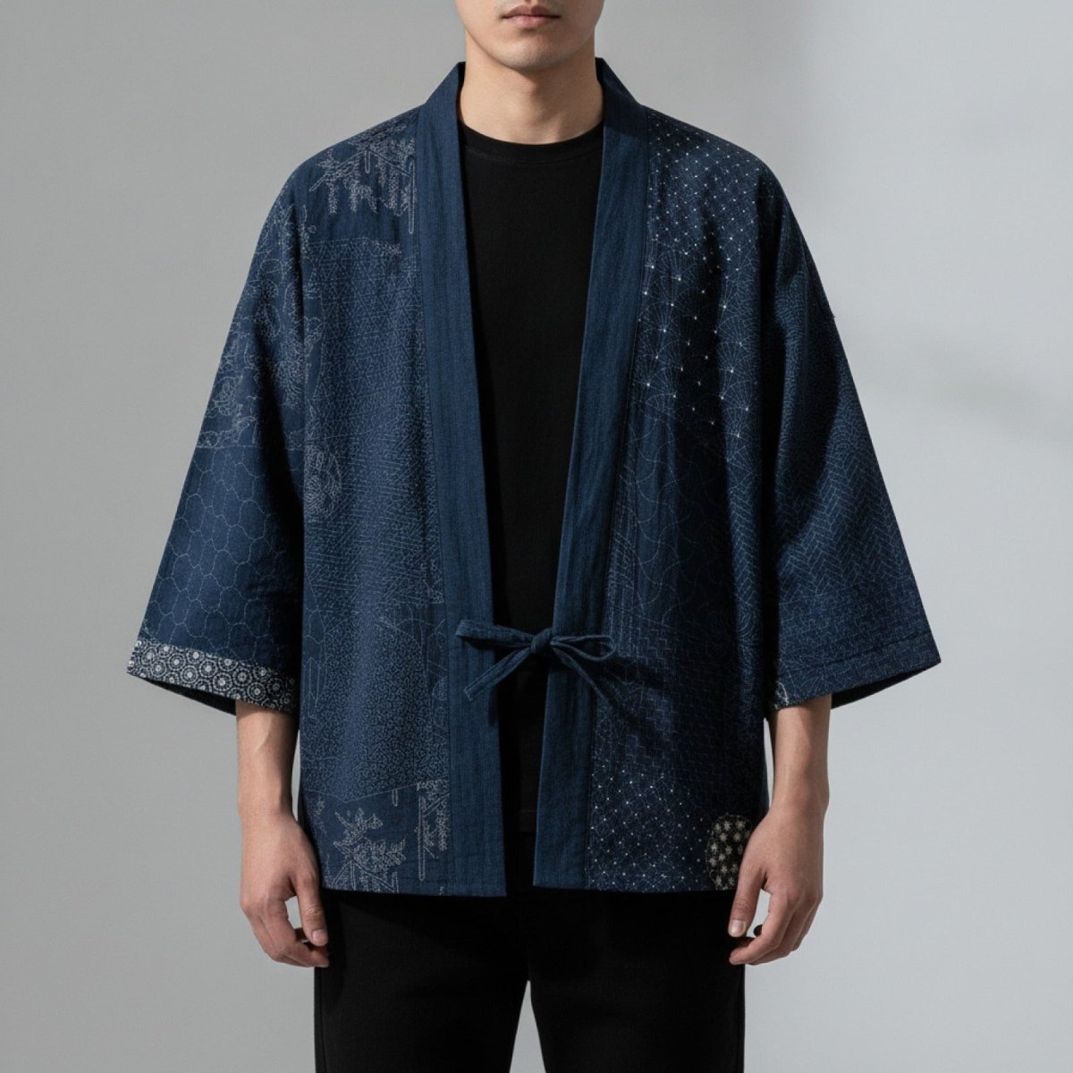 Cardigan Kimono Illustré Unisexe – Bleu - XXS