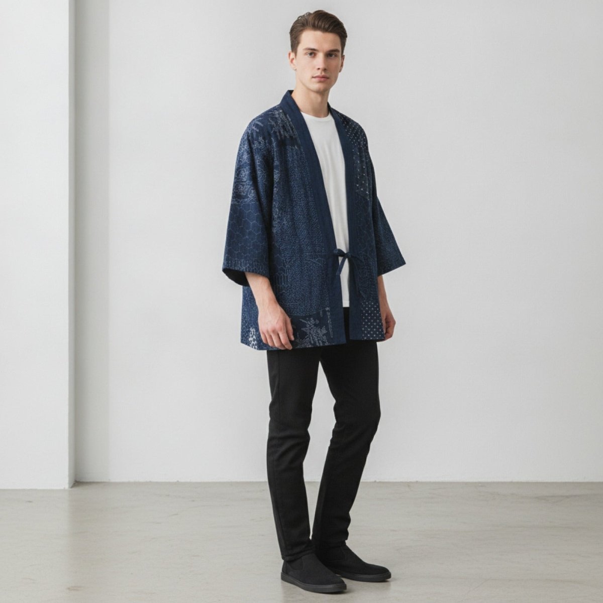 Cardigan Kimono Illustré Unisexe – Bleu - XXS