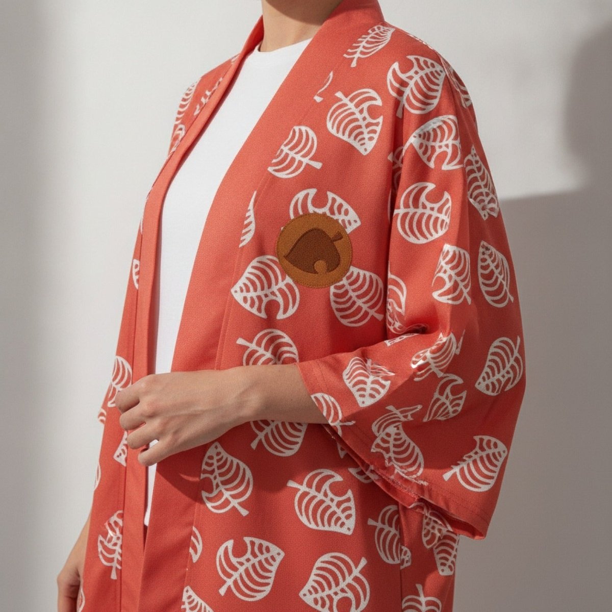 Haori Kimono Illustré Unisexe – Corail - S