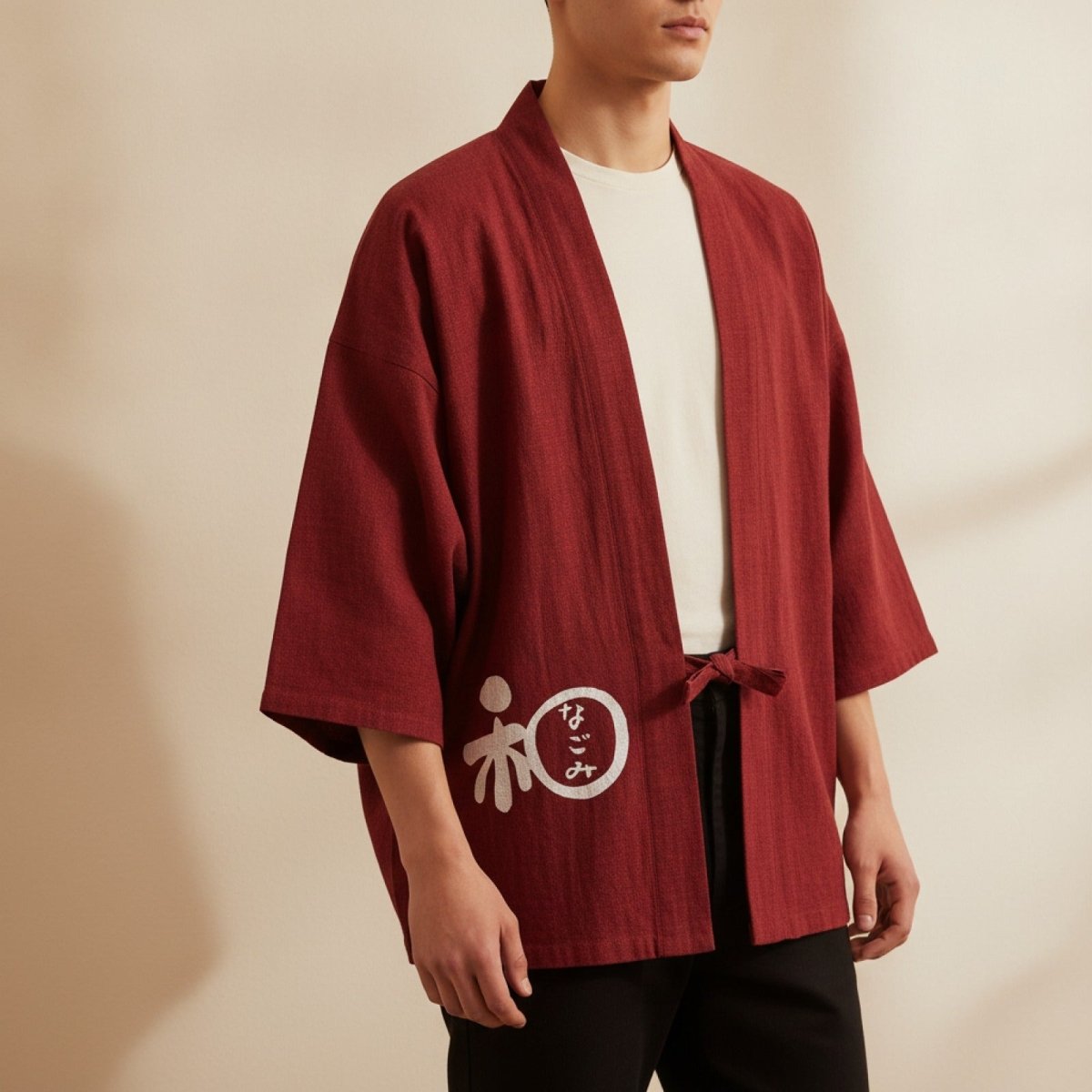 Cardigan Kimono Coton Unisexe – Rouge - XXS