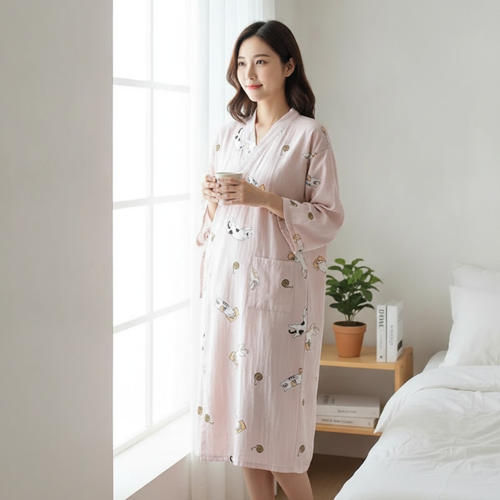 Kimono Japonais Gaze de Coton Femme