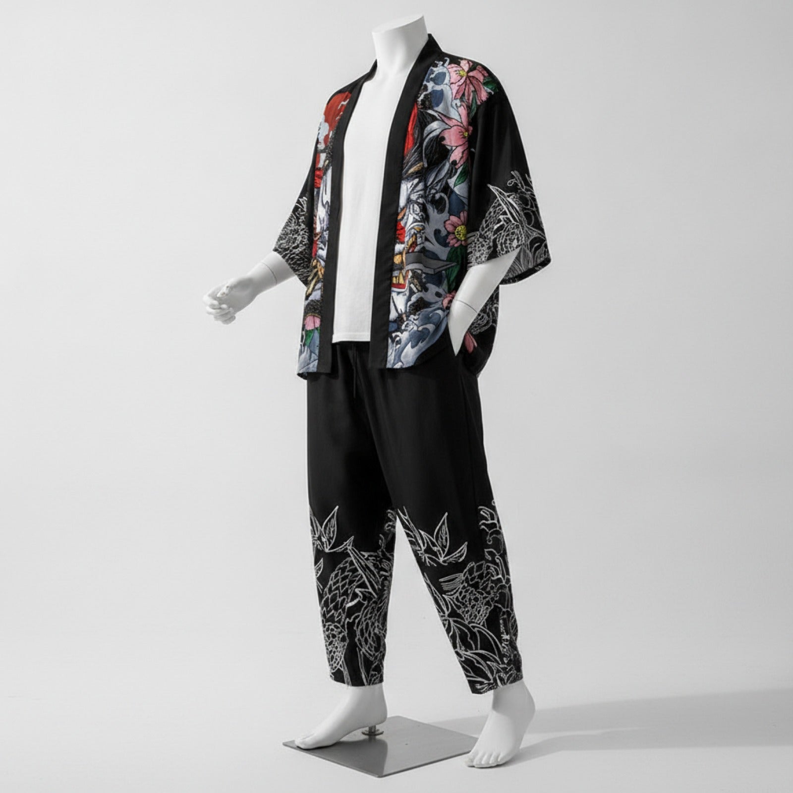 Ensemble Kimono & Pantalon Style Japonais Imprimé