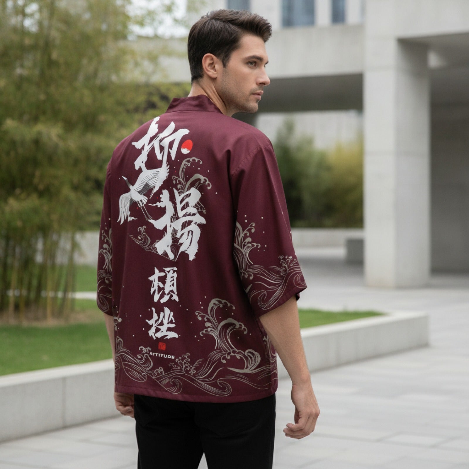 Kimono Homme Flamant Rose Vintage Léger