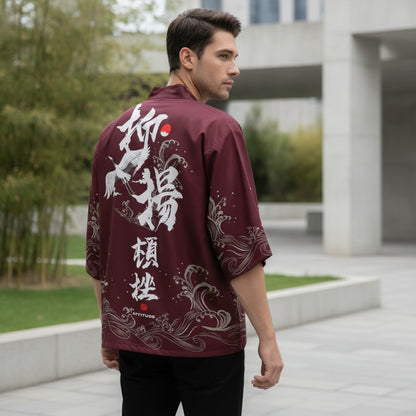 Kimono Homme Flamant Rose Vintage Léger