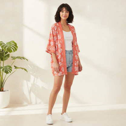 Veste Haori Style Rick Rose & Vert