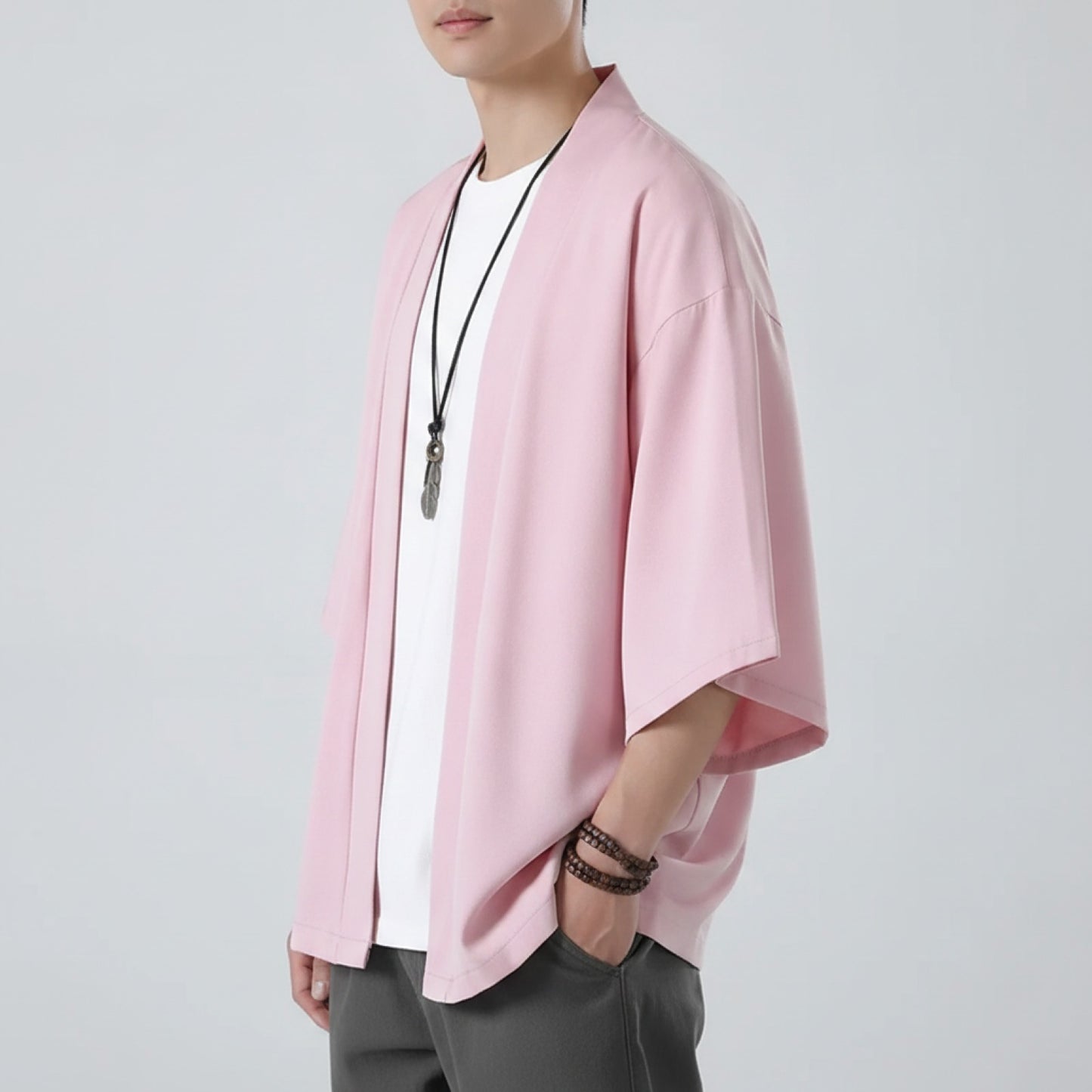 Chemise Kimono Rose Homme - Style Japonais Décontracté