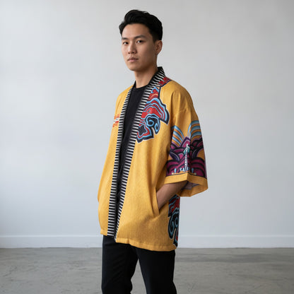 Veste Kimono Plumes : Élégance Bohème