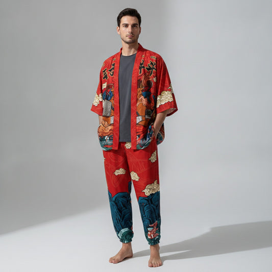 Ensemble Japonais Oversize Kimono & Pantalon