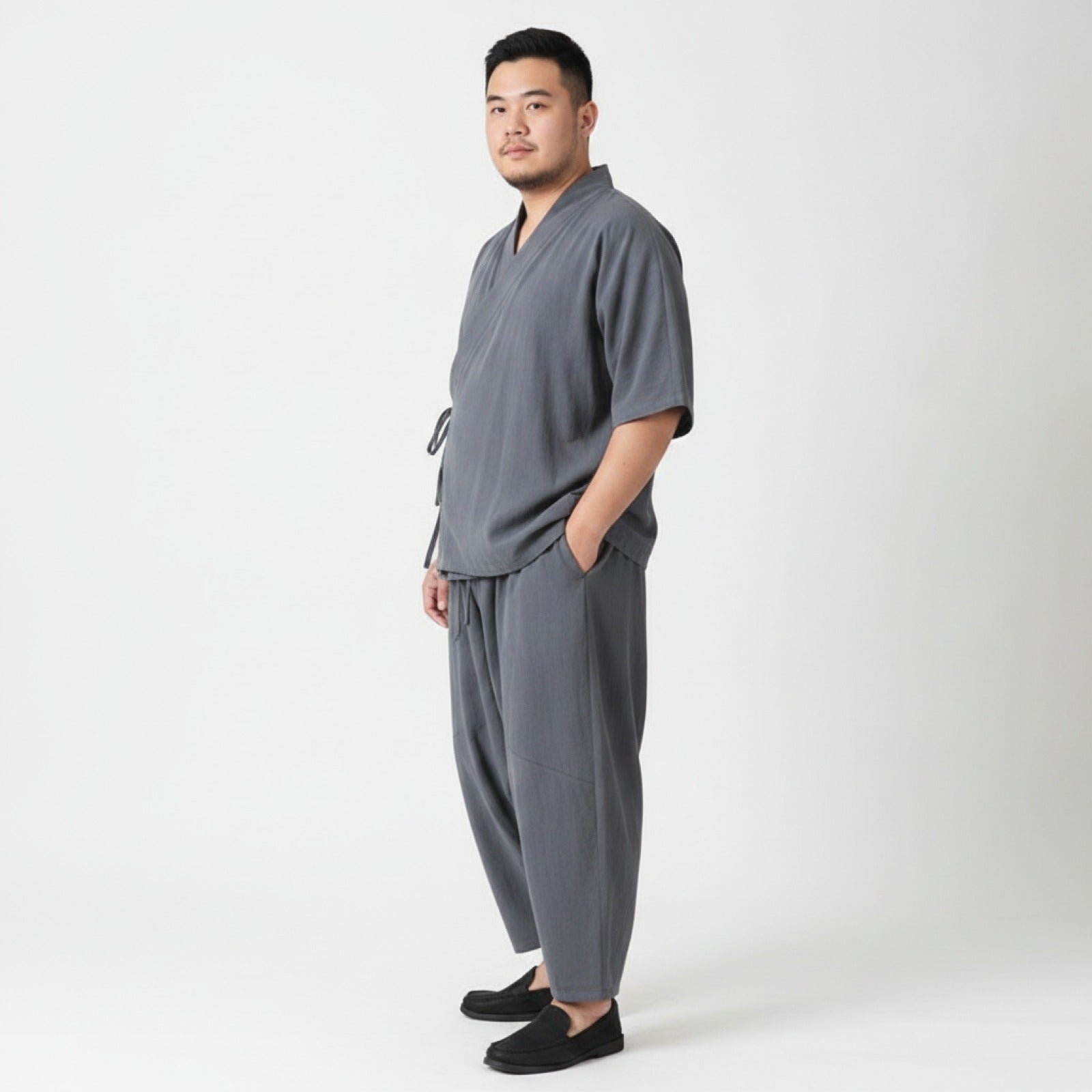 Ensemble Homme Style Chinois Coton Lin Grande Taille