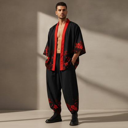 Costume Japonais Oversize 2 Pièces Imprimé