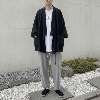 Kimono Lin Homme Style Chinois Été