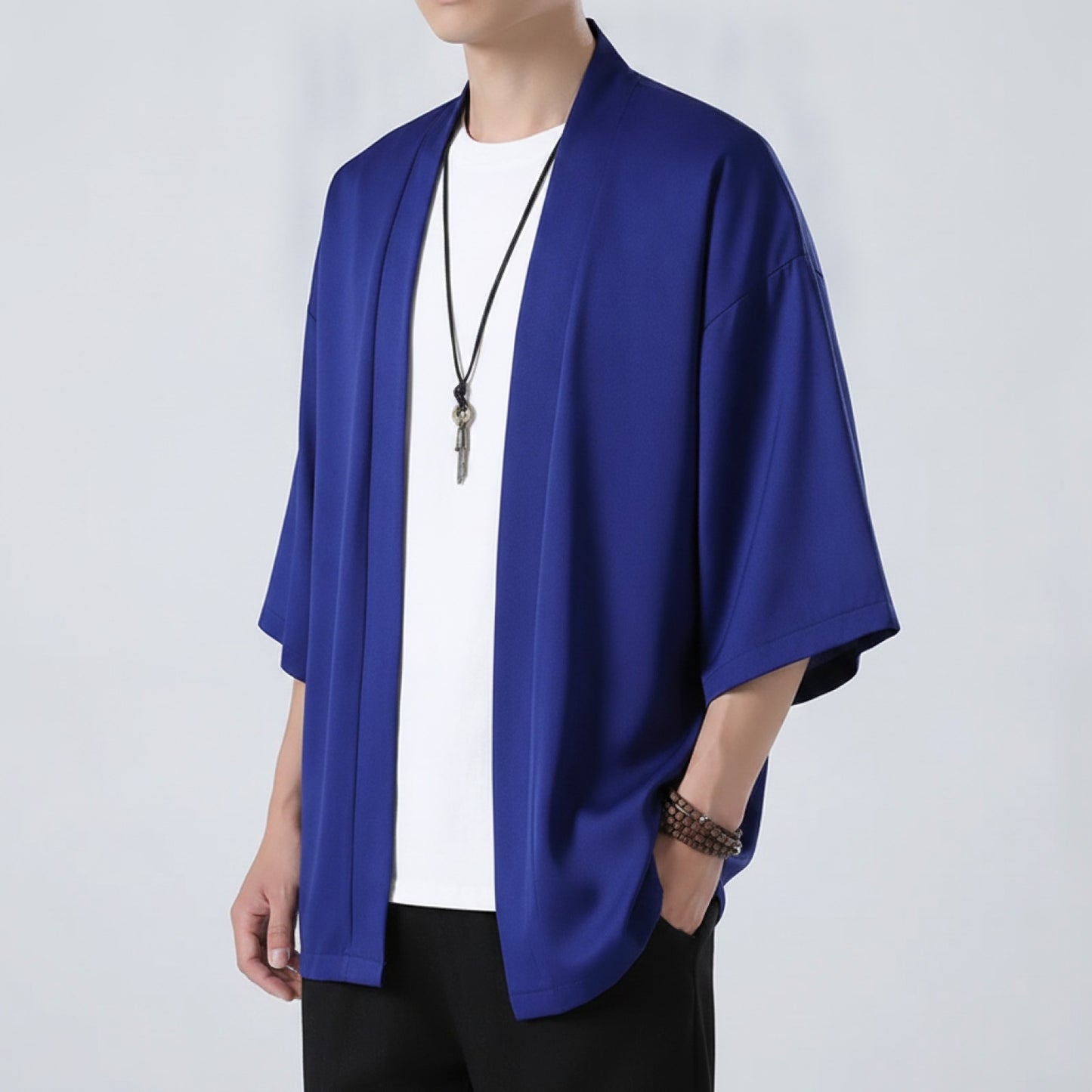Chemise Kimono Homme Été Bleu