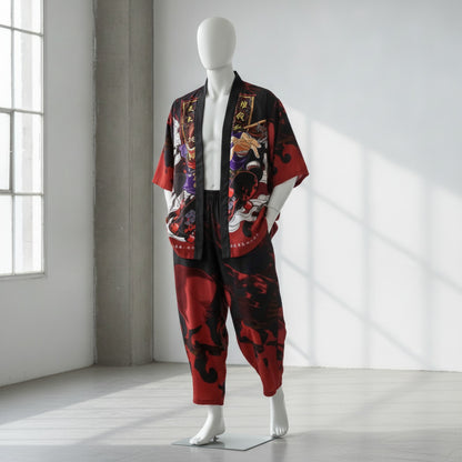 Ensemble Kimono Pantalon Oversize Style Japonais